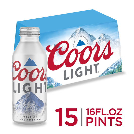 Coors Light Lager Beer, 15 Pack, 16 fl oz Bottles, 4.2% ABV