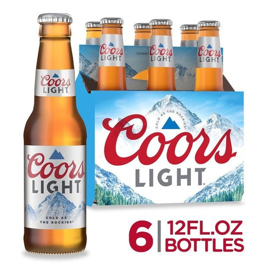 Coors Light Lager Beer, 6 Pack, 12 fl oz Bottles, 4.2% ABV