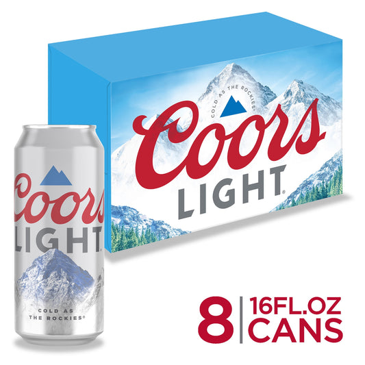 Coors Light Lager Beer, 8 Pack, 16 fl oz Cans, 4.2% ABV