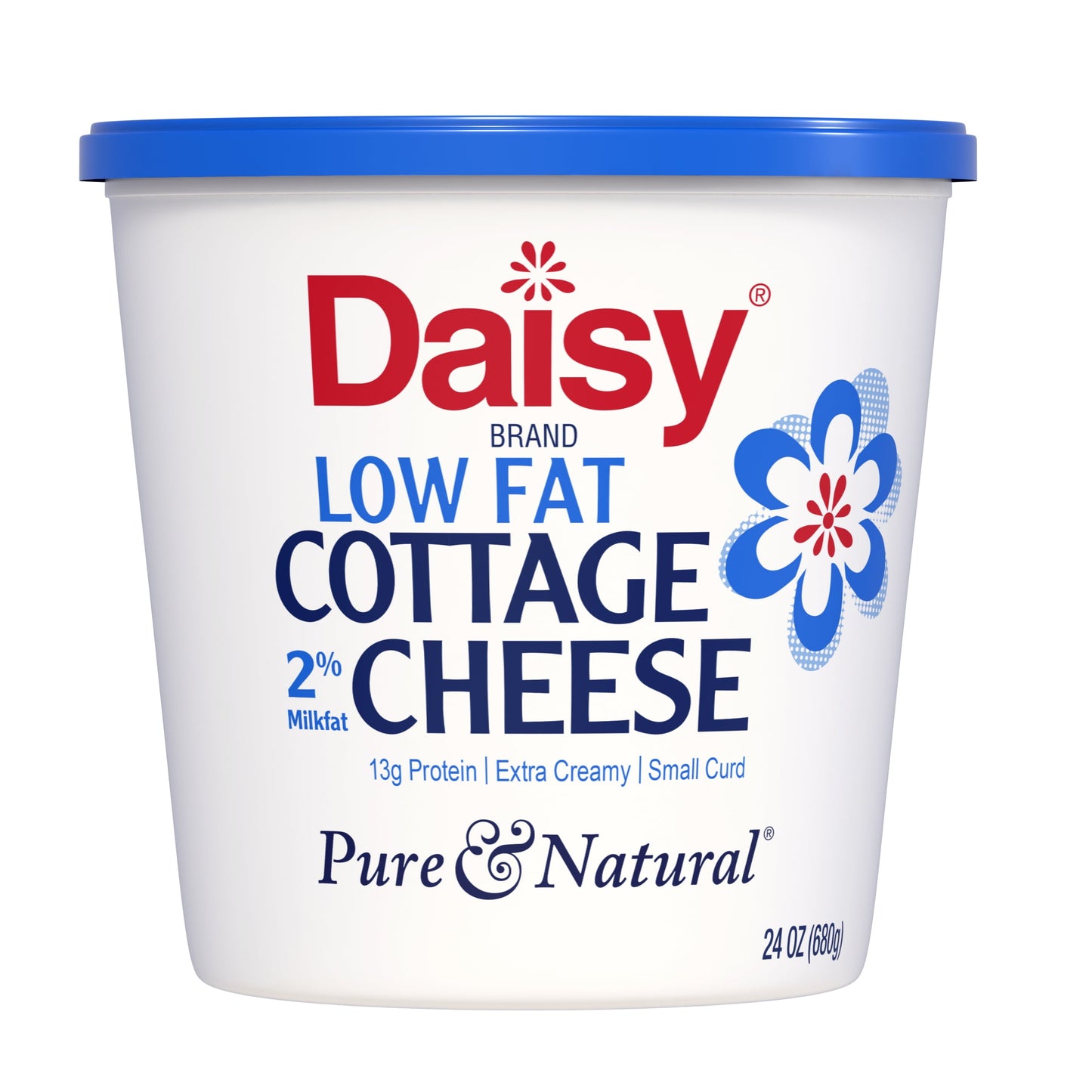 Daisy Pure and Natural Low Fat Cottage Cheese, 2% Milkfat, 24 oz (1.5 lb) Tub (Refrigerated) - 13g of Protein per serving