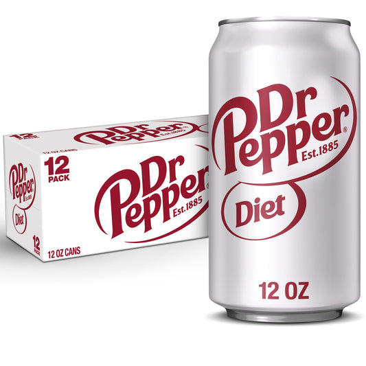 Diet Dr Pepper Soda, 12 fl oz cans, 12 pack