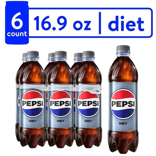 Diet Pepsi Soda, 16.9 oz Bottles, 6 Count