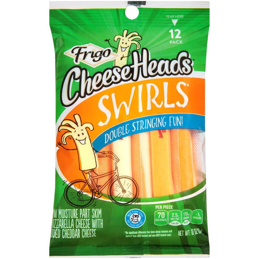 Frigo Cheese Heads Swirls Mozzarella & Cheddar Cheese, 10 oz, 12 Count