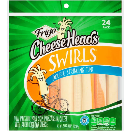 Frigo Cheese Heads Swirls Mozzarella & Cheddar Cheese, 20 oz, 24 Count