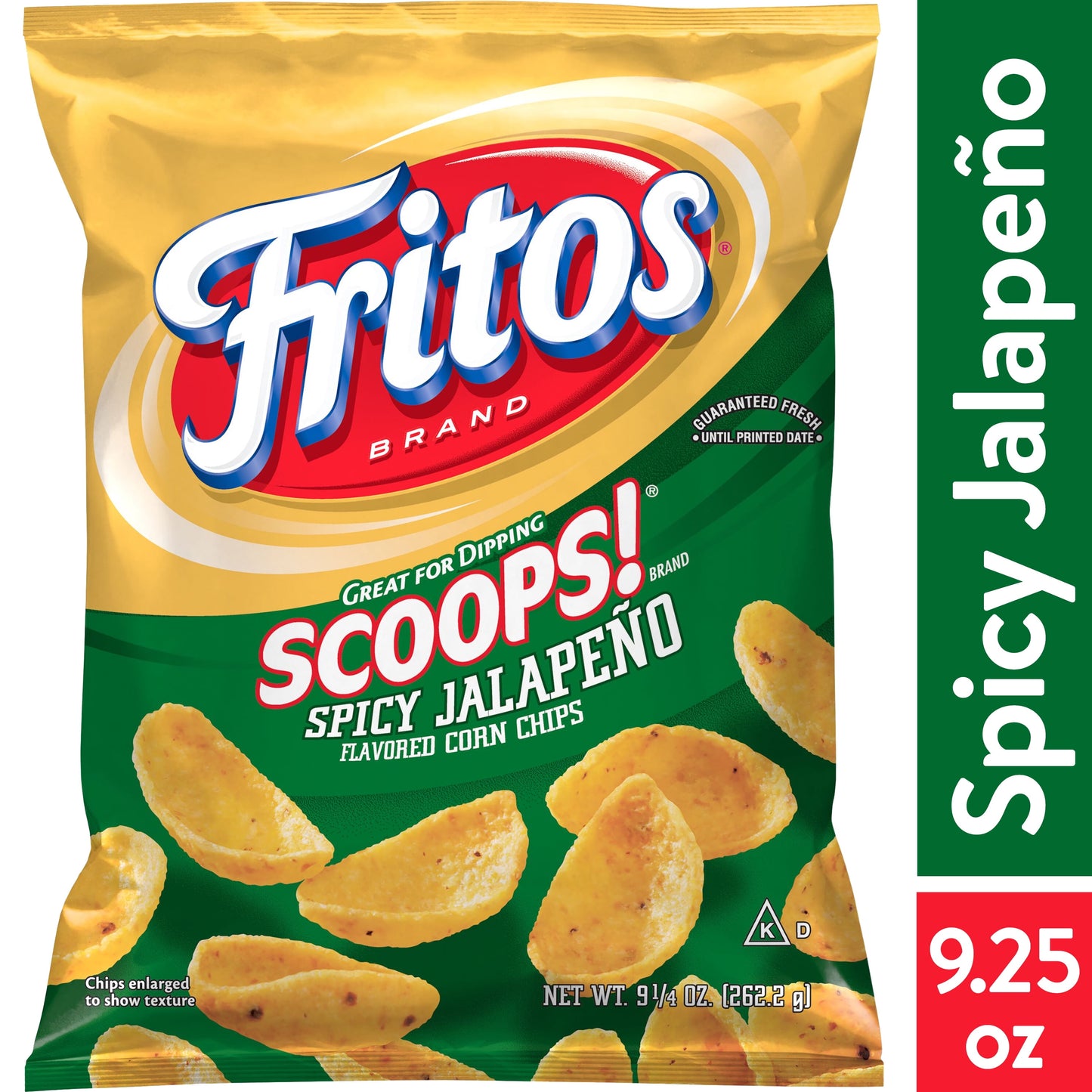 Fritos Scoops Spicy Jalapeno Flavored Corn Chips, 9.25 oz Bag