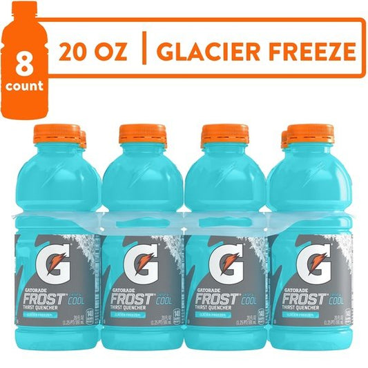 Gatorade Frost Glacier Freeze Thirst Quencher Sports Drink, 20 oz, 8 Pack Bottles