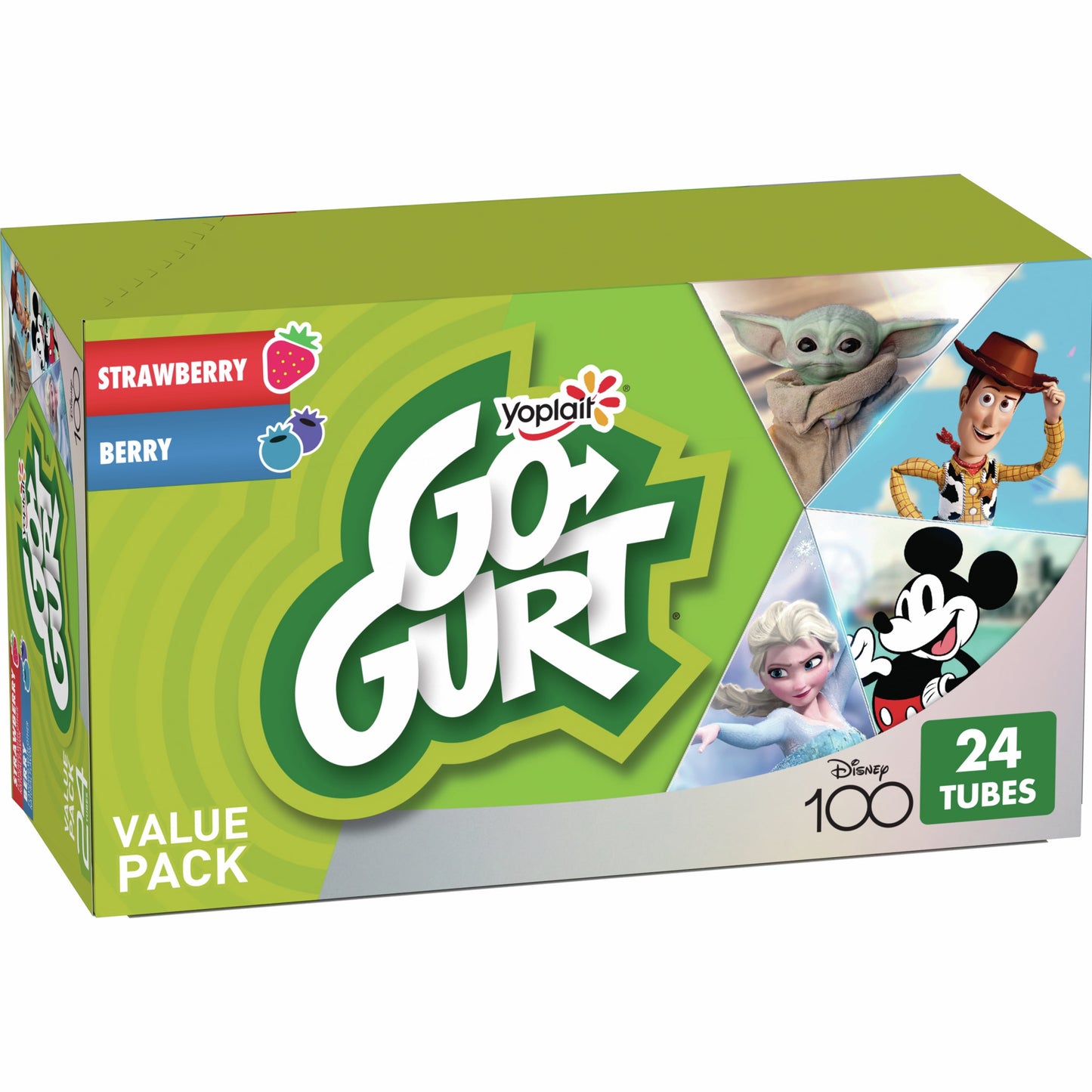 Go-GURT Disney Frozen Berry Magic and Strawberry Ice Castle Kids Fat Free Yogurt Variety Pack, Gluten Free, 2 oz. Yogurt Tubes (24 Count)