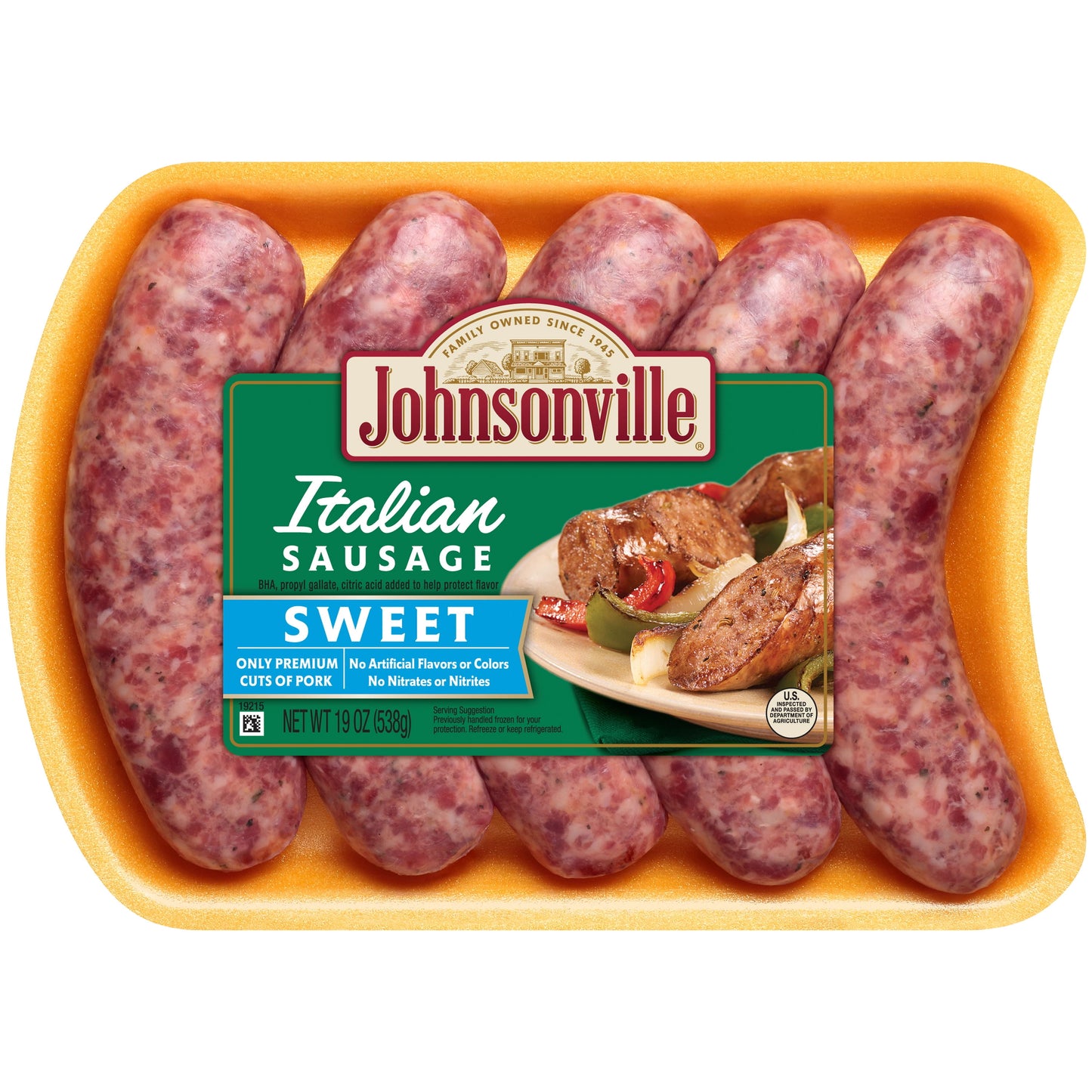 Johnsonville Sweet Italian Pork Sausage Links, 19 oz, 5 Count Tray