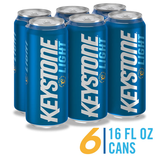 Keystone Light Lager Beer, 6 Pack, 16 fl oz Cans, 4.1% ABV