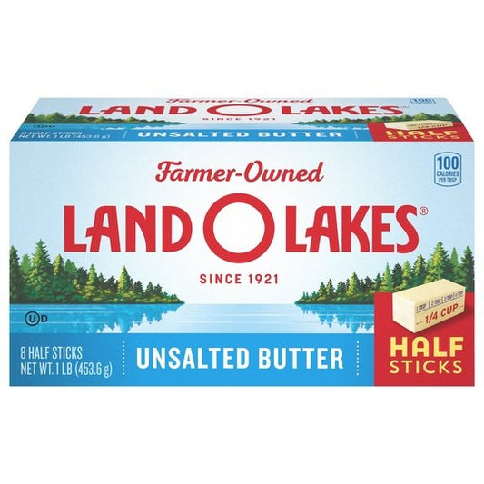 Land O Lakes Half Stick Butter Unsalted, 16 oz, 8 Count