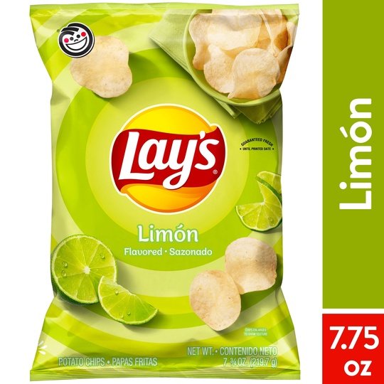 Lay's Potato Chips, Limon Flavor, 7.75 oz Bag