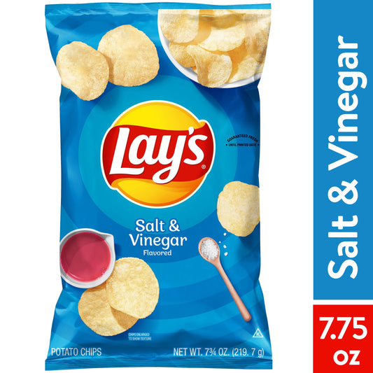 Lay's Potato Chips, Salt & Vinegar Flavor, 7.75 oz Bag