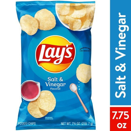 Lay's Potato Chips, Salt & Vinegar Flavor, 7.75 oz Bag