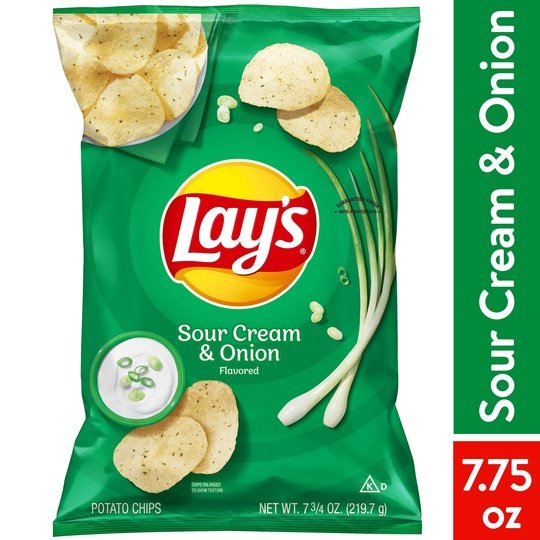 Lay's Potato Chips, Sour Cream & Onion Flavor, 7.75 oz Bag