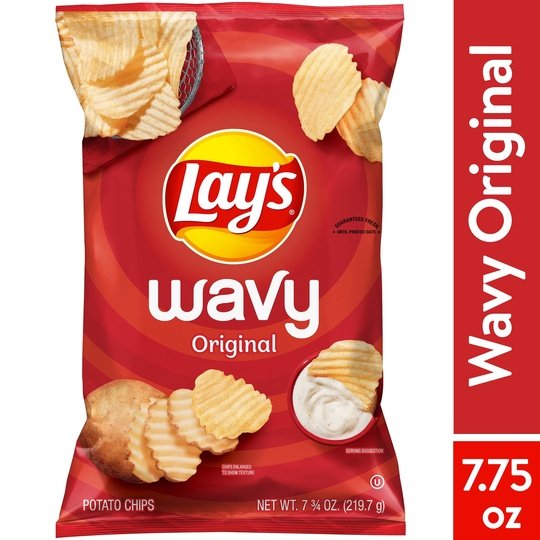 Lay's Wavy Potato Chips, Original Flavor, 7.75 oz Bag