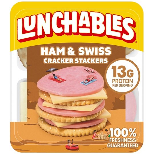 Lunchables Ham and Swiss Cracker Stackers, 3.2 oz Tray