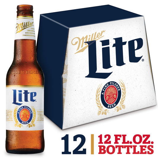 Miller Lite Lager Beer, 12 Pack, 12 fl oz Bottles, 4.2% ABV