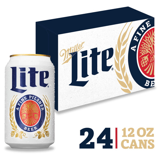 Miller Lite Lager Beer, 24 Pack, 12 fl oz Cans, 4.2% ABV