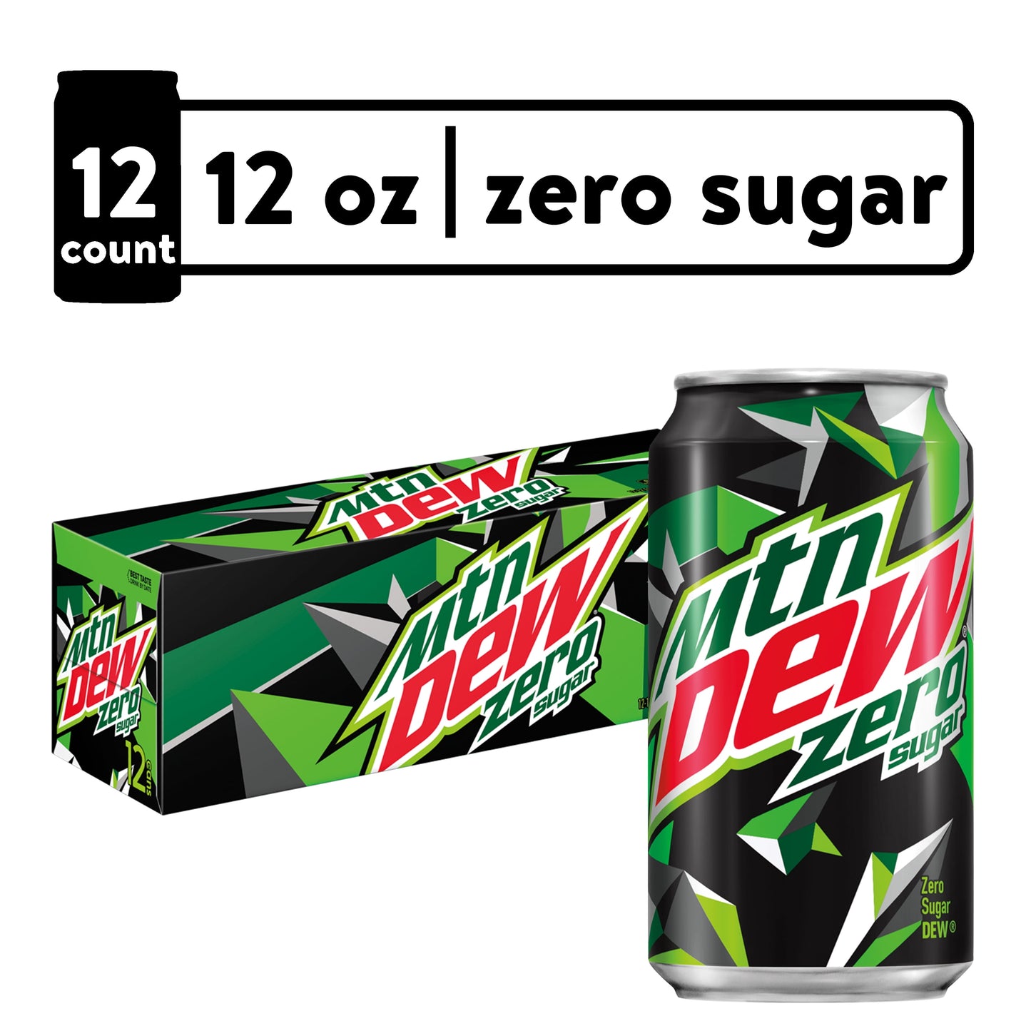 Mountain Dew Zero Sugar Citrus Soda Pop, 12 fl oz, 12 Pack Cans