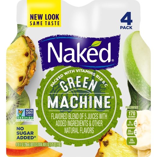 Naked Juice Boosted Smoothie, Green Machine, 10 oz Bottles, 4 Count