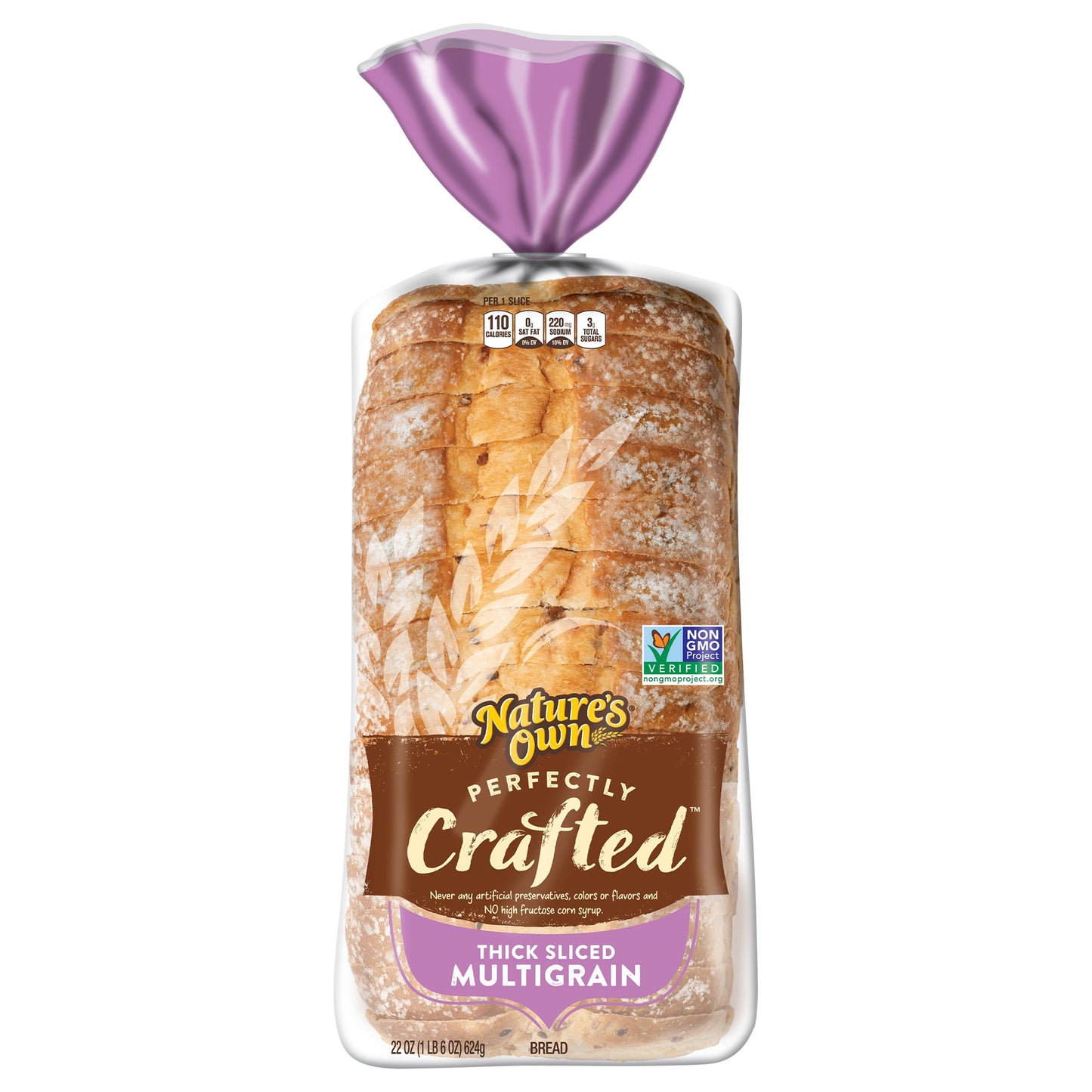 Nature's Own Perfectly Crafted Multigrain Bread, Thick-Sliced Loaf, 22 oz