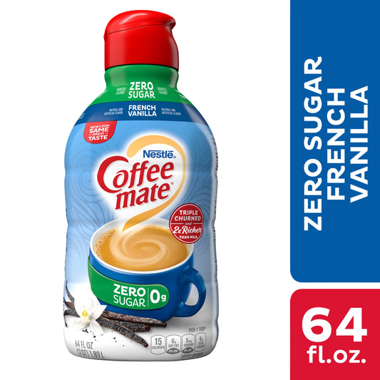 Nestle Coffee mate Zero Sugar French Vanilla Liquid Coffee Creamer, 64 fl oz