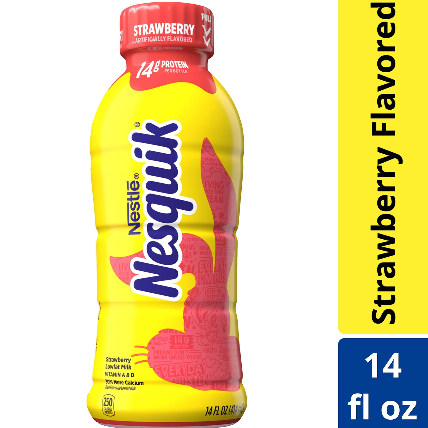 Nestle Nesquik Strawberry Flavored Lowfat Milk, Ready to Drink, 14 fl oz