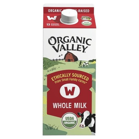 Organic Valley, Organic Whole Milk, Half Gallon Carton (64 oz)