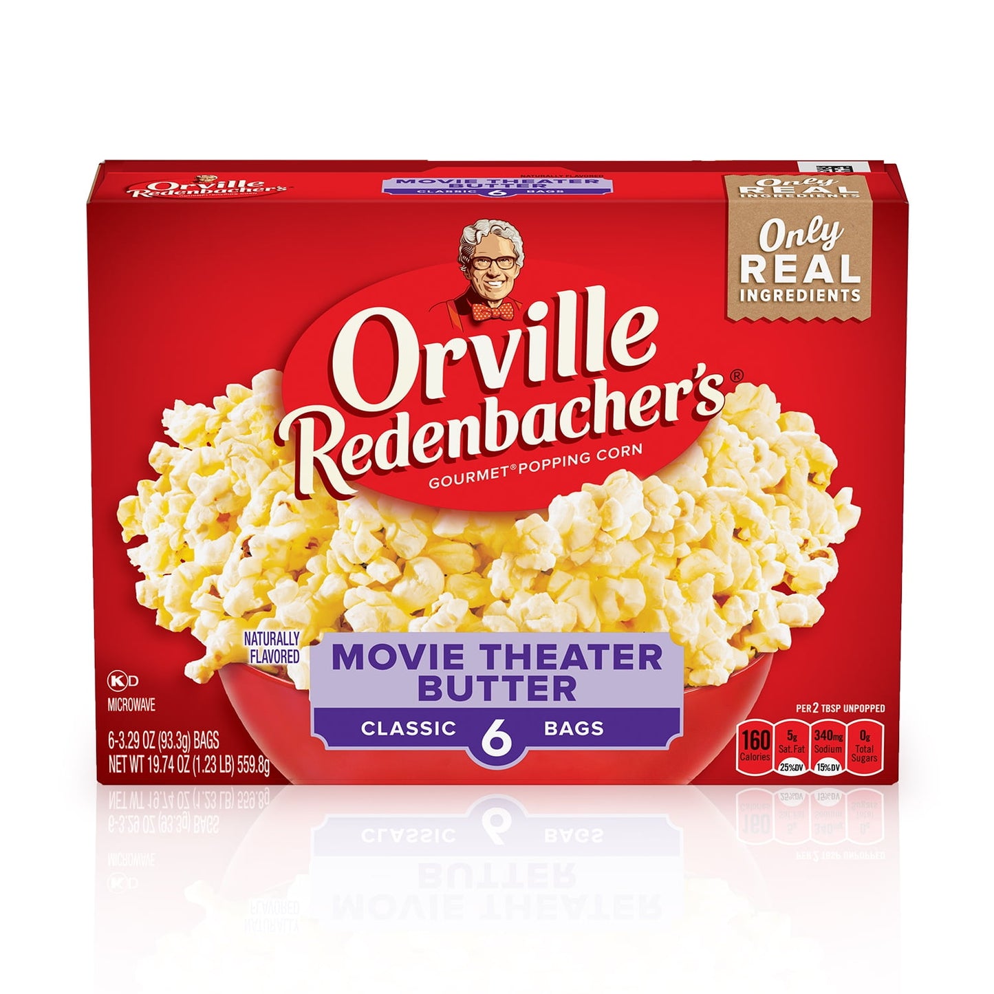 Orville Redenbacher’s Movie Theater Butter Flavored Microwave Popcorn, 3.29 oz. Classic Bags, 6-Ct