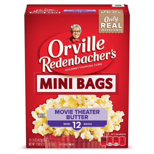 Orville Redenbacher's Movie Theater Butter Microwave Popcorn, Mini Bags, 1.5 Oz, 12 Ct