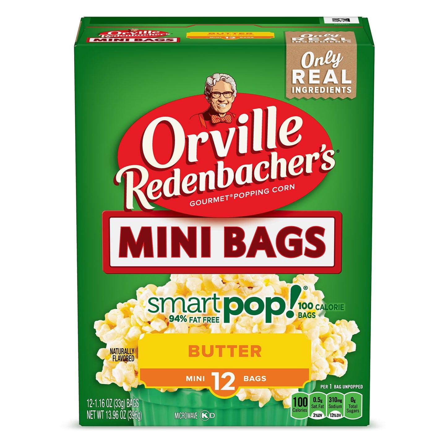 Orville Redenbacher's SmartPop! Butter Microwave Popcorn, Mini Bags, 1.16 Oz, 12 Ct