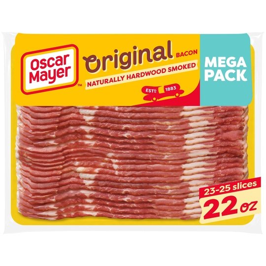 Oscar Mayer Original Bacon 12-Hour Natural Wood Smoked Mega Pack, 22 oz Pack