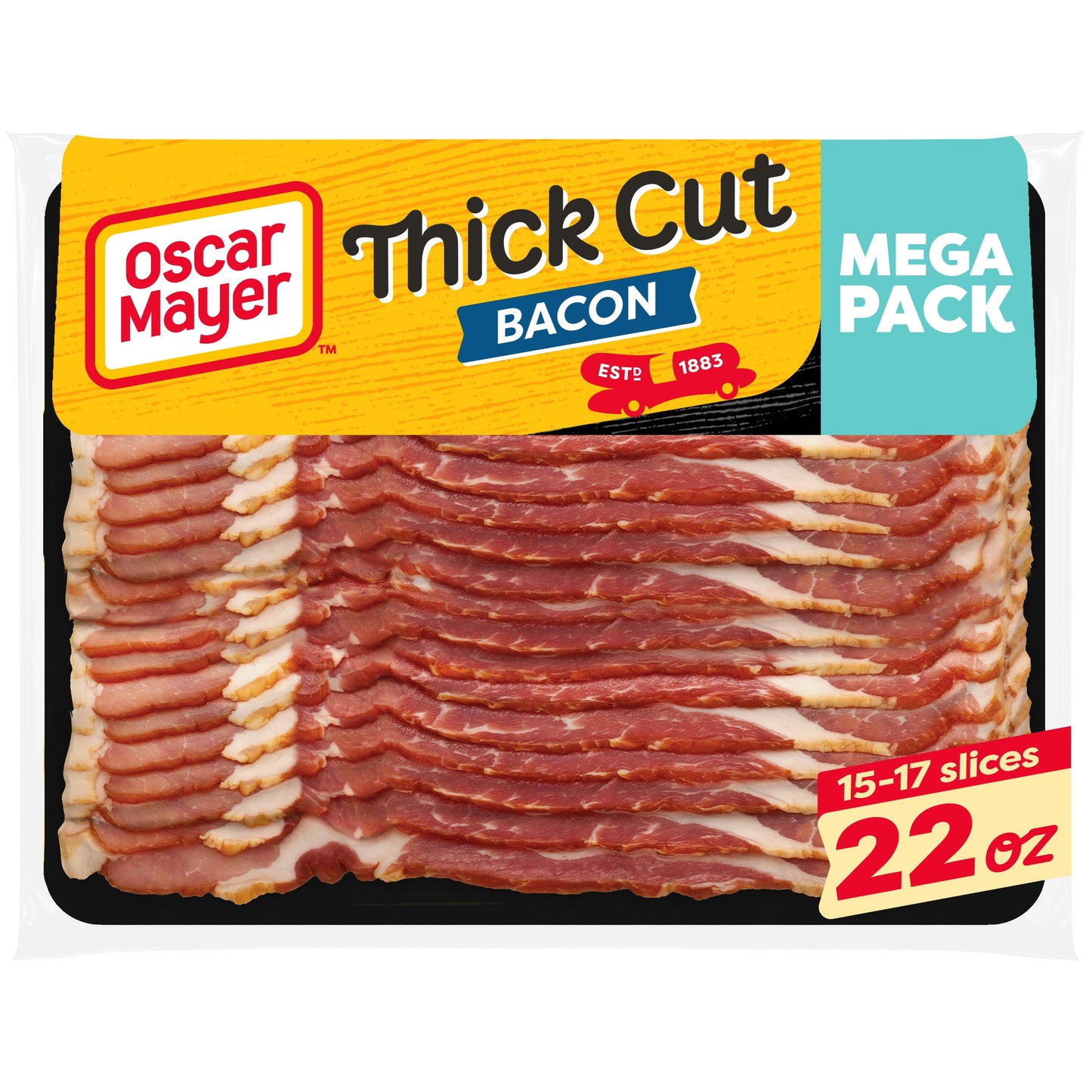 Oscar Mayer Thick Cut Bacon 12-Hour Smoked Mega Pack, 22 oz Pack