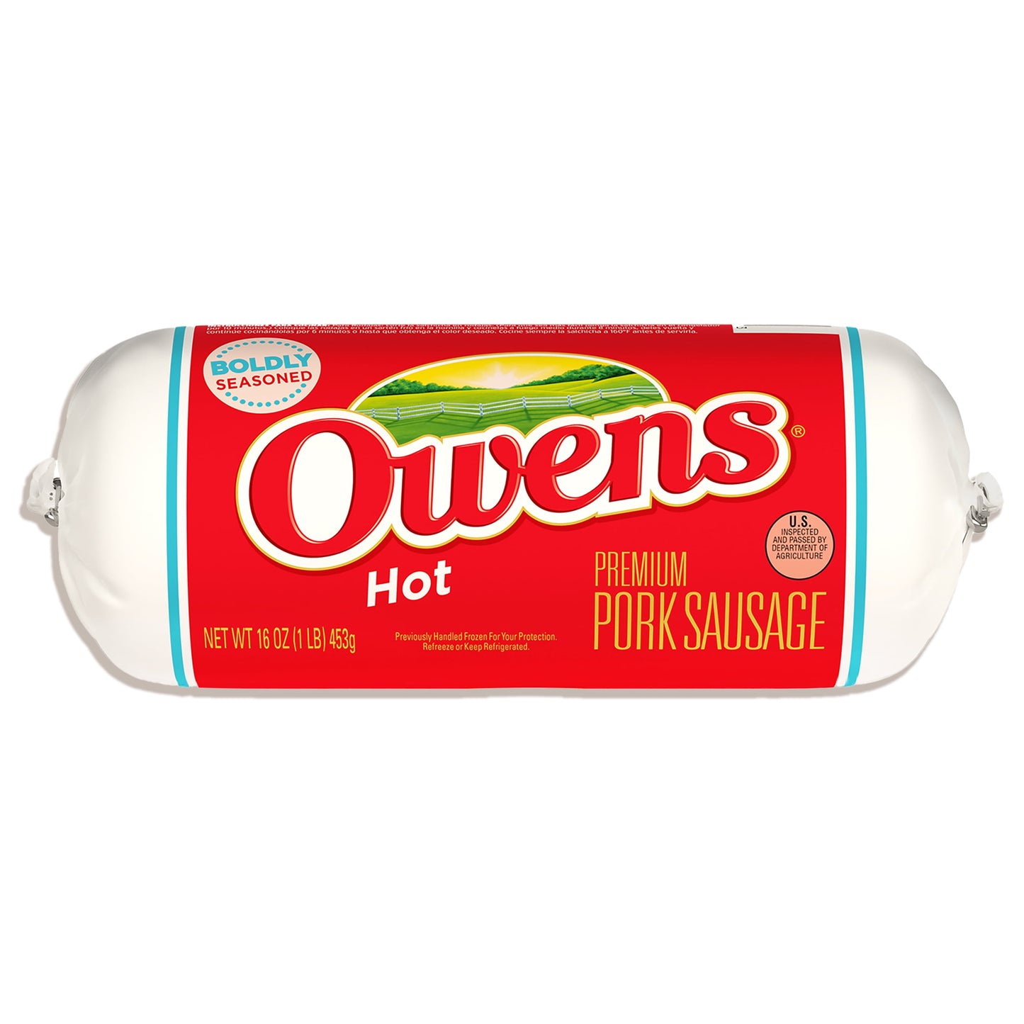 Owens Premium Pork Breakfast Hot Sausage Roll ,16 oz