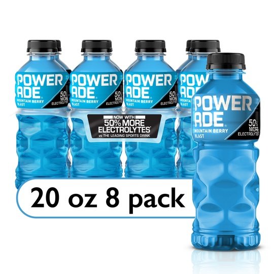 POWERADE Electrolyte Enhanced Mountain Berry Blast Sport Drink, 20 fl oz, 8 Count Bottles