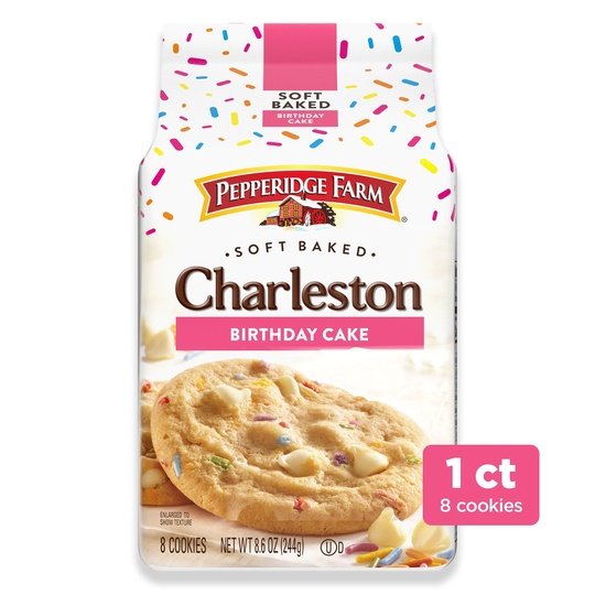 Pepperidge Farm Charleston Birthday Cake Cookies, 8 Soft Baked Cookies, 8.6 oz. Bag