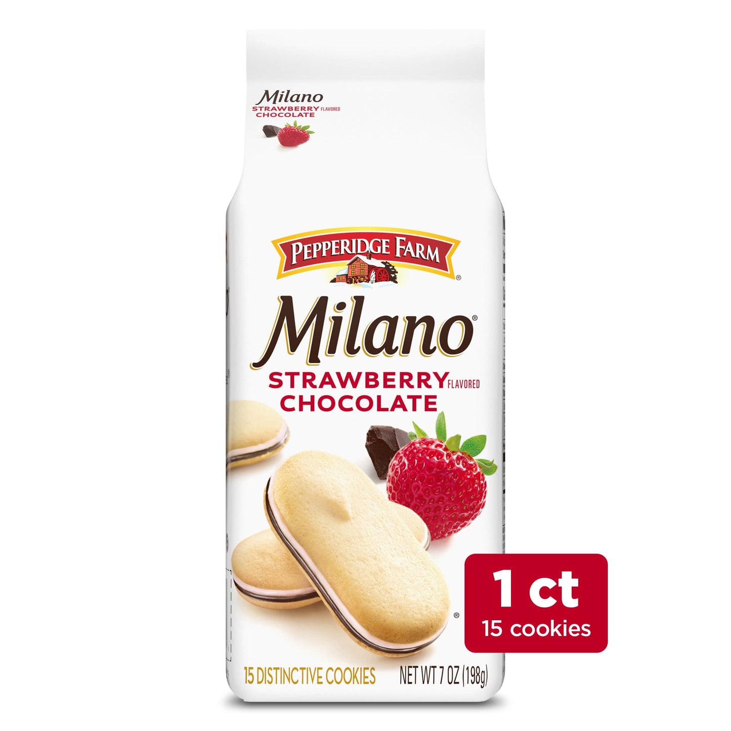 Pepperidge Farm Milano Cookies, Chocolate Strawberry, 7 oz Bag