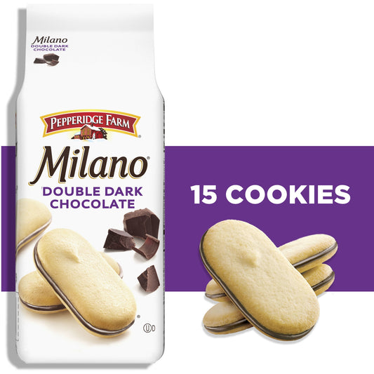 Pepperidge Farm Milano Double Dark Chocolate Cookies, 7.5 oz Bag (15 Cookies)