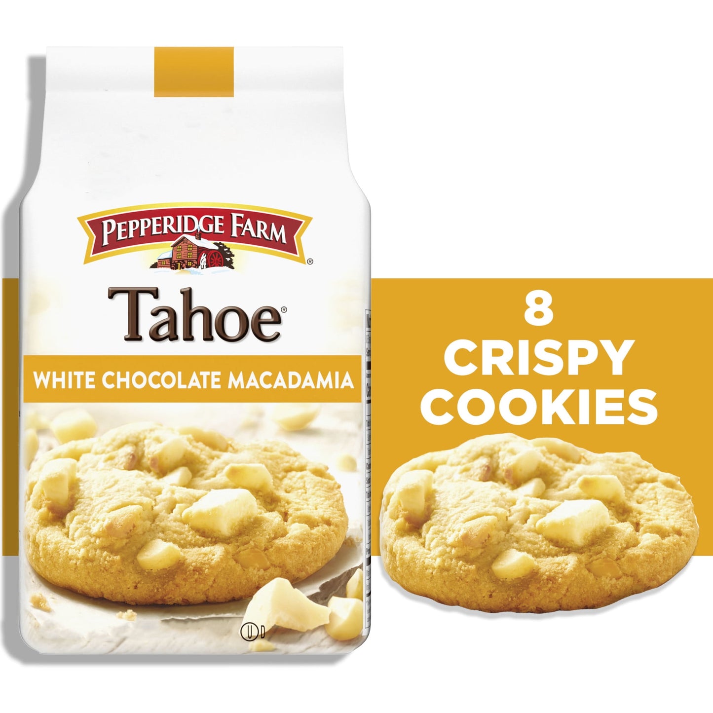 Pepperidge Farm Tahoe Crispy White Chocolate Macadamia Nut Cookies, 7.2 oz Bag (8 Cookies)