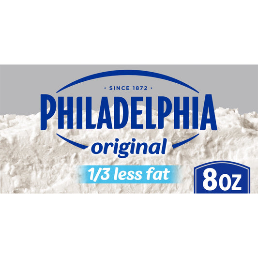 Philadelphia No Preservatives, 1/3 Fat Original Cream Cheese, 8 oz, 2 Count