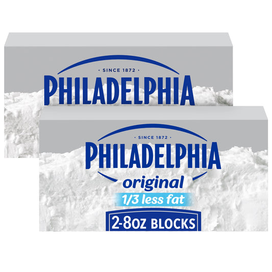 Philadelphia No Preservatives, 1/3 Fat Original Cream Cheese, 8 oz, 2 Count