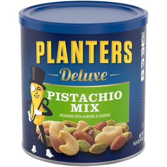 Planters Deluxe Pistachio Nut Mix with Pistachios, Almonds & Cashews, 14.5 oz Canister