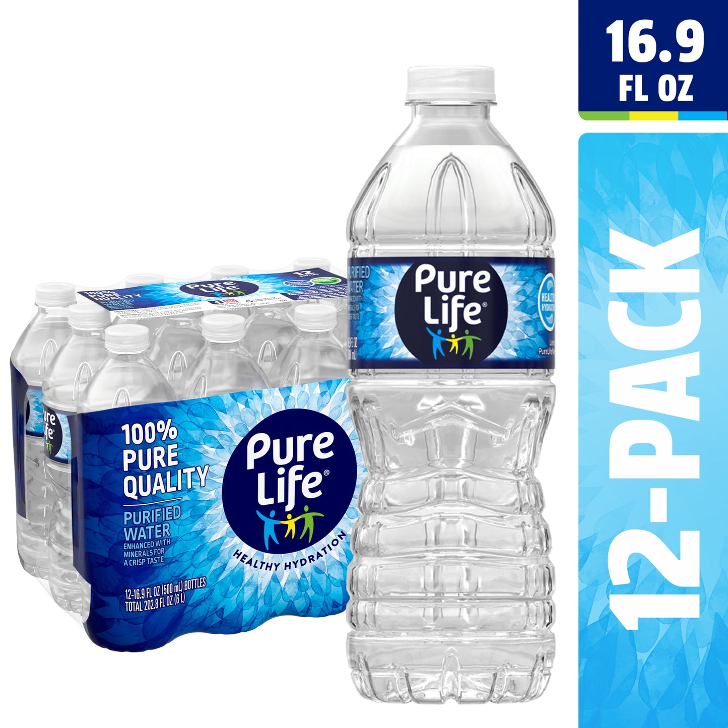 Pure Life Purified Water, 16.9 Fl Oz, Plastic Bottled Water (12 Pack)