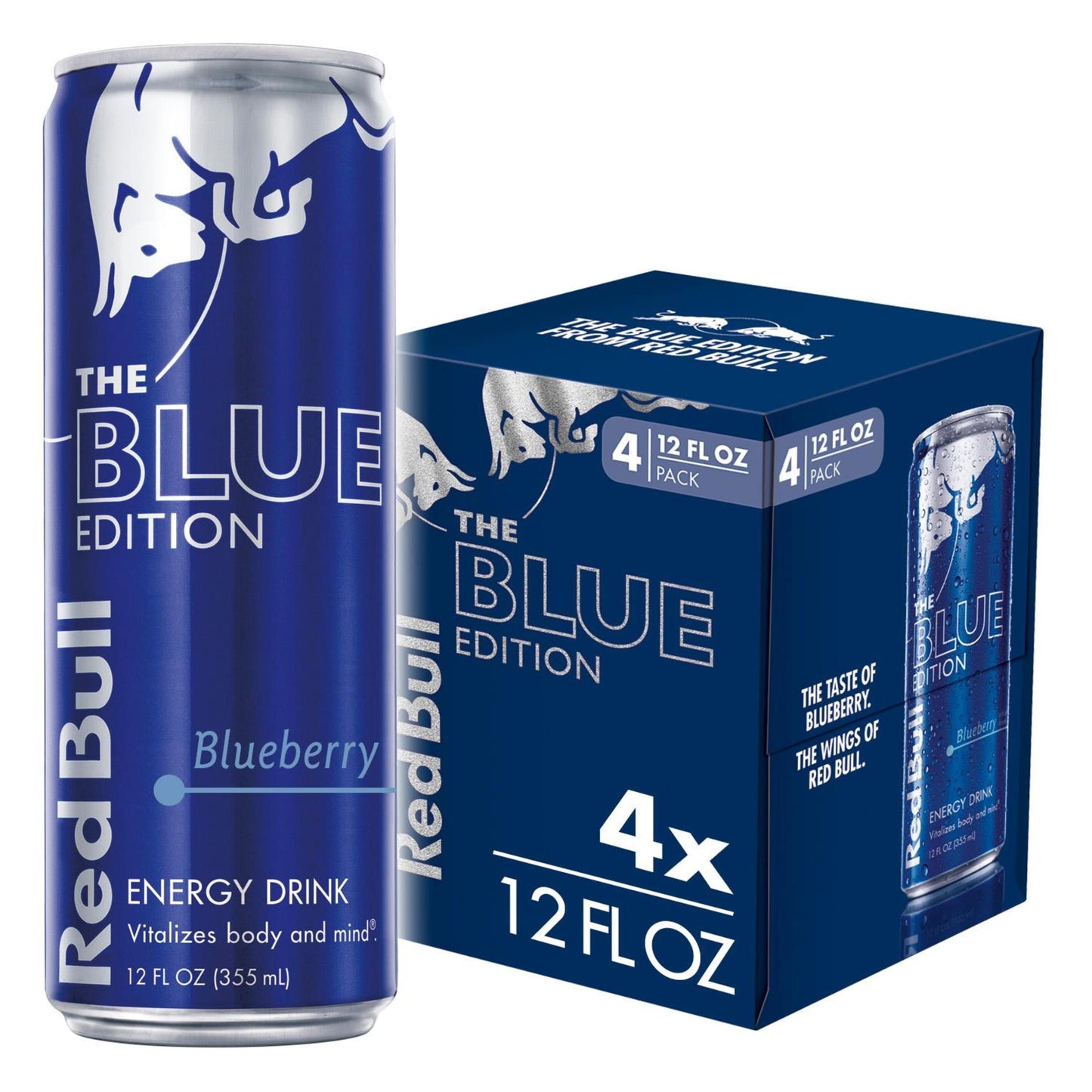 Red Bull Blue Edition Blueberry Energy Drink, 12 fl oz, Pack of 4 Cans