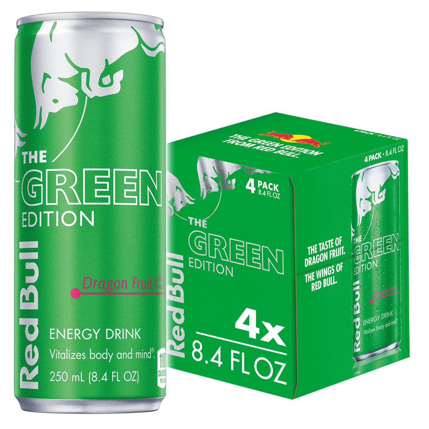Red Bull Green Edition Dragon Fruit Energy Drink, 8.4 fl oz, Pack of 4 Cans