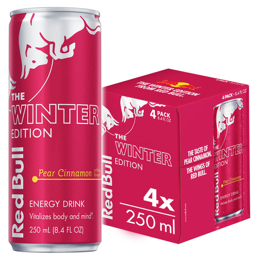 Red Bull Winter Edition Pear Cinnamon Energy Drink, 8.4 fl oz, Pack of 4 Cans