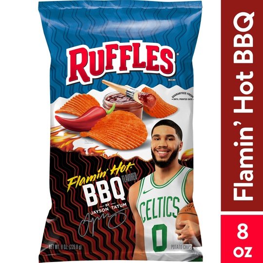 Ruffles Flamin' Hot BBQ Flavored Potato Chips, 8 oz Bag