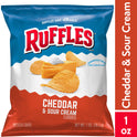 Ruffles Potato Chips Cheddar & Sour Cream Flavored Snack Chips, 1 oz Bag