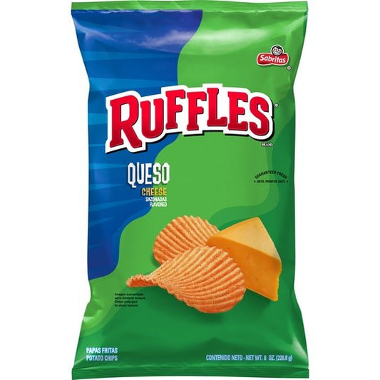 Ruffles Potato Chips Queso Cheese Flavored 8 Oz