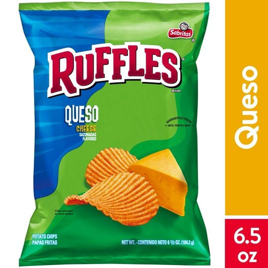 Ruffles Queso Cheese Flavored Potato Chips, 6.5 oz Bag
